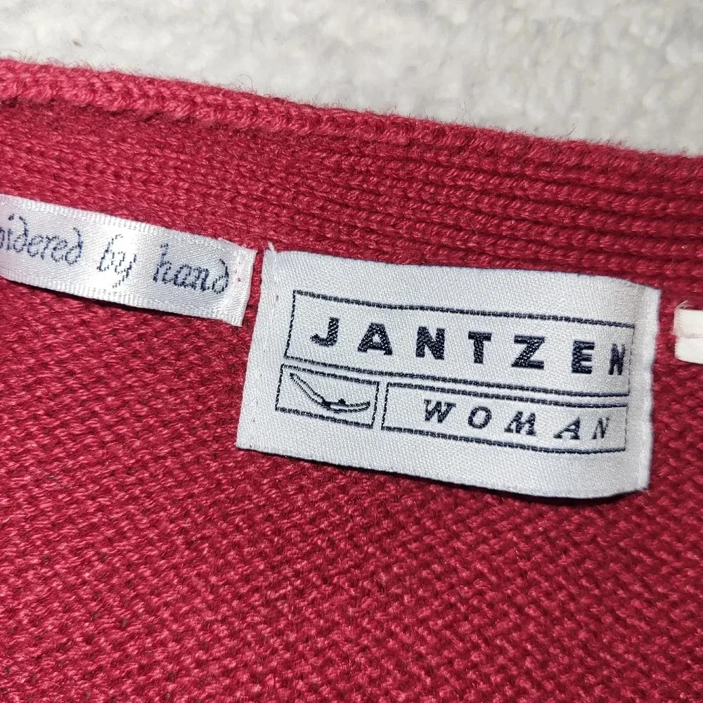 Jantzen Red Floral Patchwork Cardigan Sweater - Picture 5 of 7